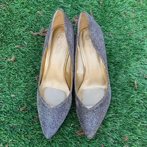 Silver Glitter Heeled Pumps Size 7.5